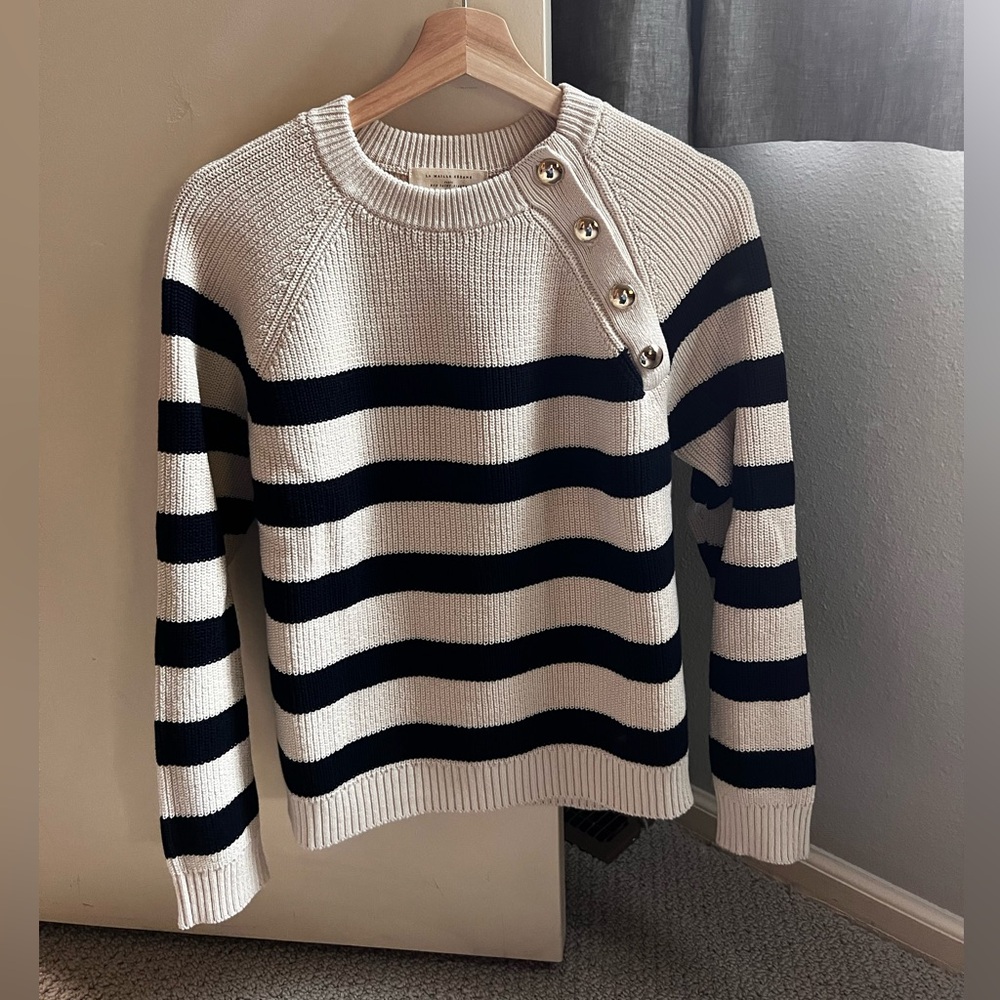 Sezane Gary Jumper Naturel / Marine - Size M